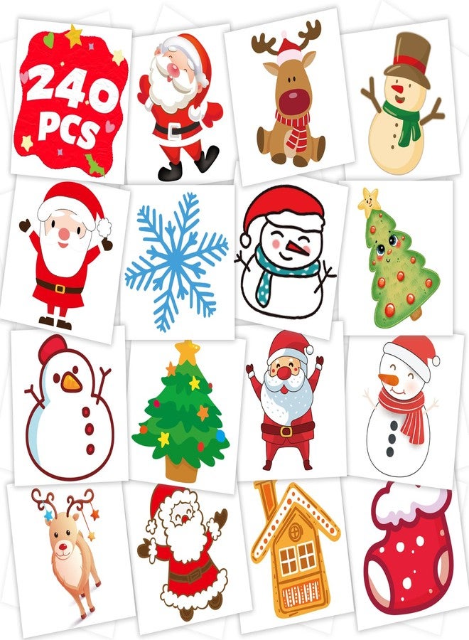 winthrop 240 Pcs Bulk Luminous Christmas Temporary Tattoos for Kids, Glow In The Dark Safety Individually Wrapped Tattoos, Best Choice for Christmas Goody Bag Stuffers, 60 Designs Santa Claus Snowman - Image 1